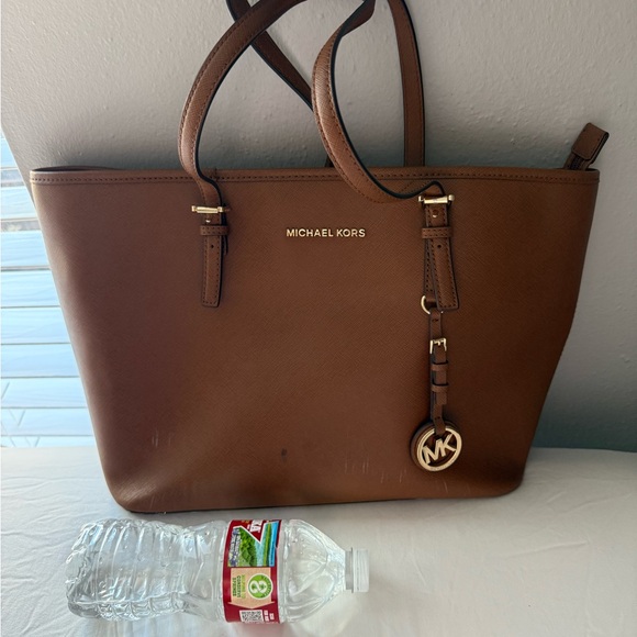 Michael Kors Chocolate Brown Leather Tote with MK Charm - Picture 11 of 14